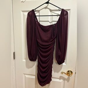 Macy's Burgundy Ruched Prom Dress